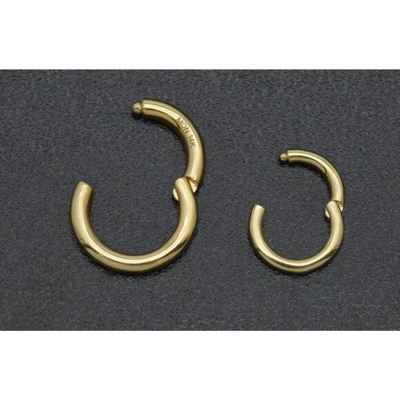 Real 14k Solid Yellow Gold Shiny Connector Circle Lock Extenders Set Sizes S L - Picture 1 of 6